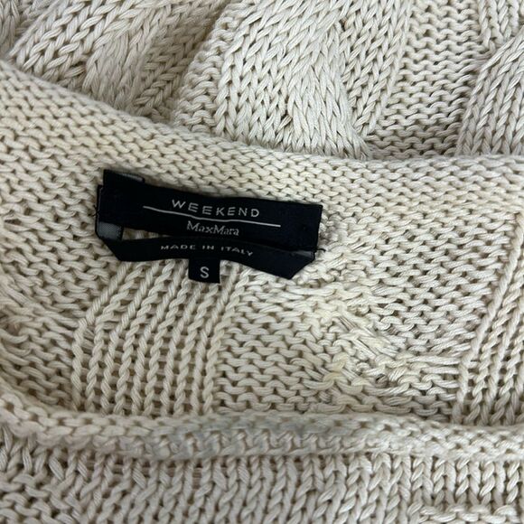 Weekend Max Mara Cream Tan Cable Knit Sleeveless Sweater Size S - Picture 3 of 7
